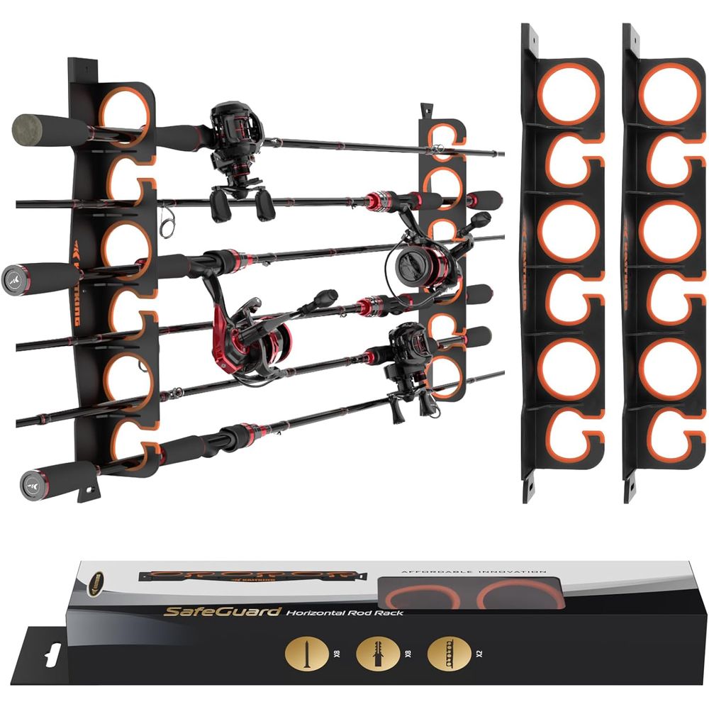 Fishing Rod Combo - Rod Holder Organizer: Wall/Ceiling Mount Rack