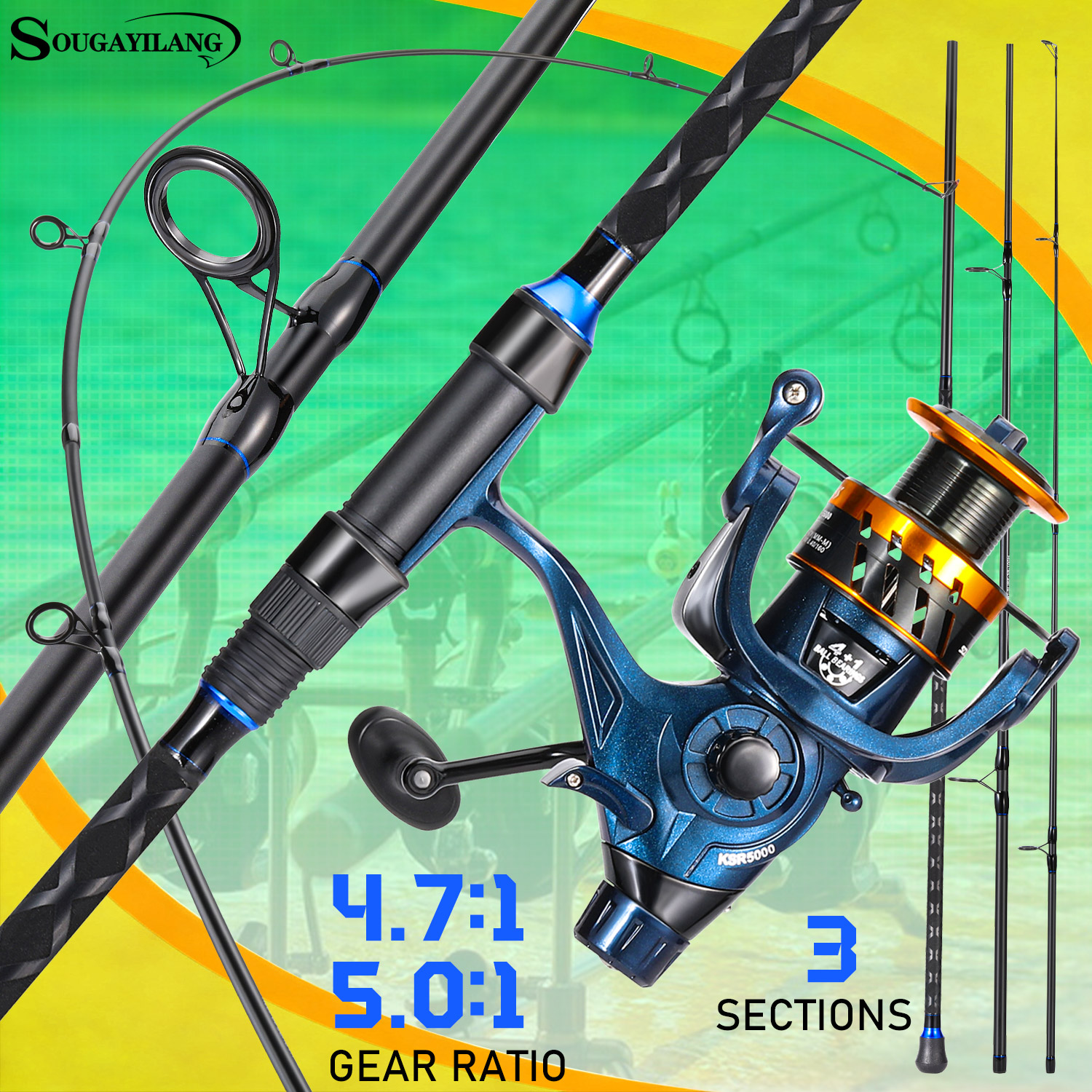 Sougayilang 3 Sections Surf Fi - Fishing Rod Spinning のレビューと価格