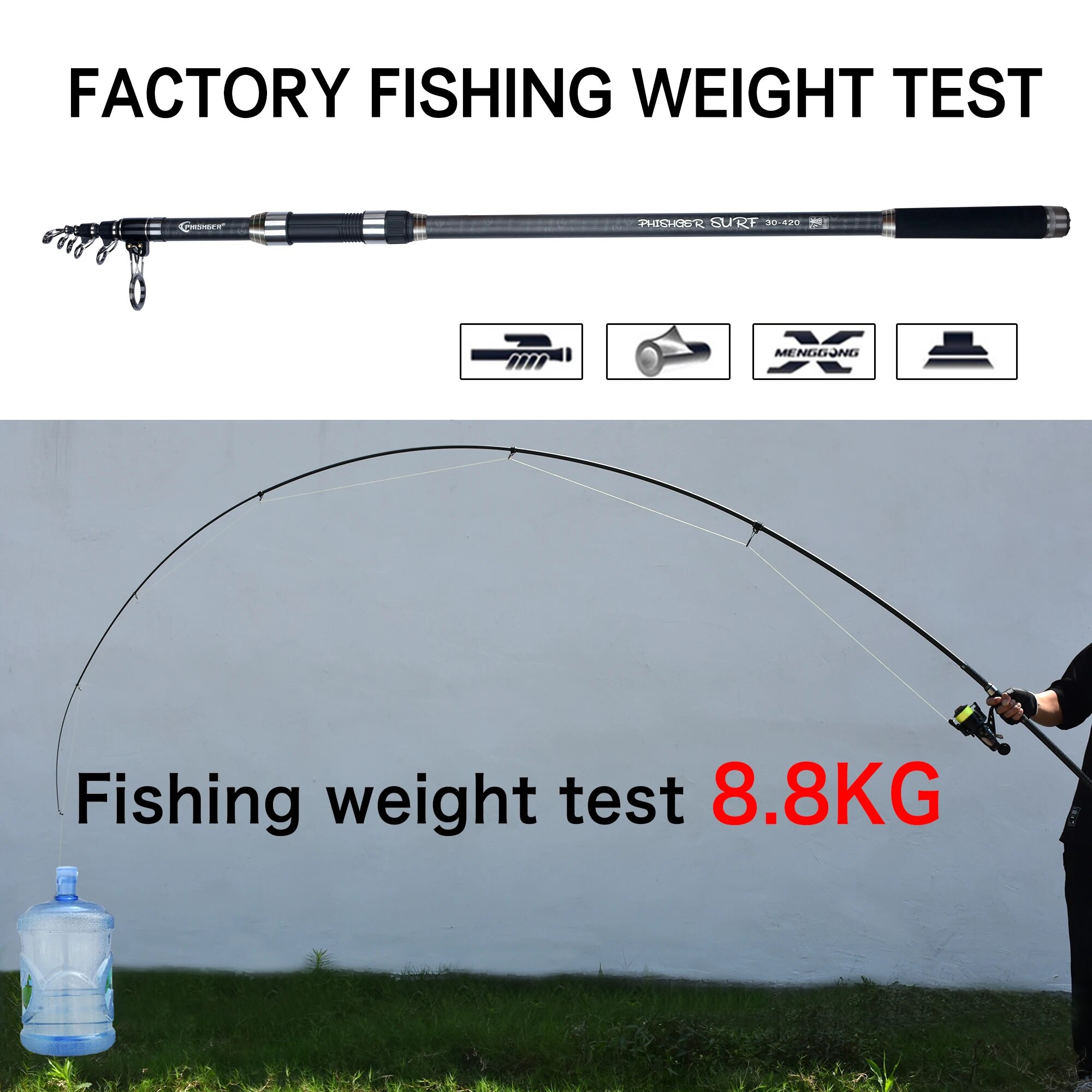 PHISHGER Telescopic Surf Spinn - Fishing Rod Surf のレビューと価格