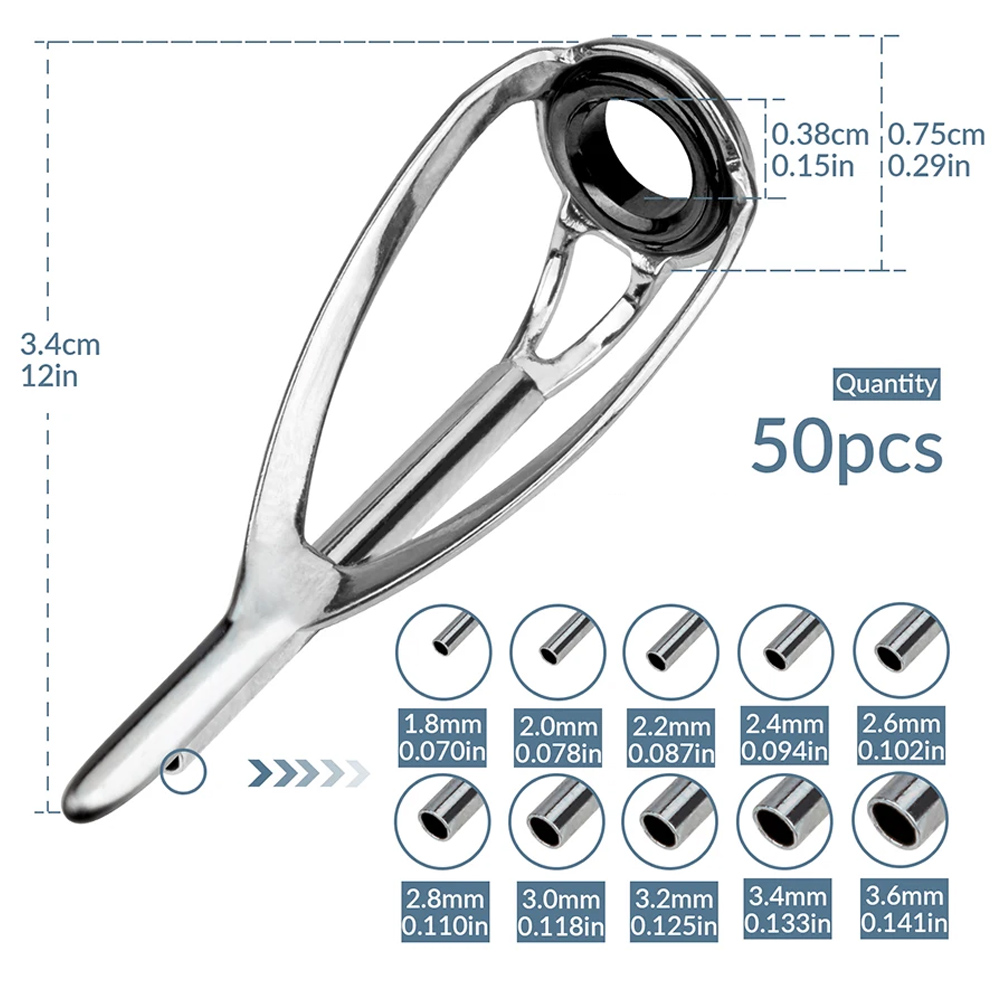 THKFISH 50pcs Fishing Rod Guid - Fishing Rod Tip Replacement のレビューと価格
