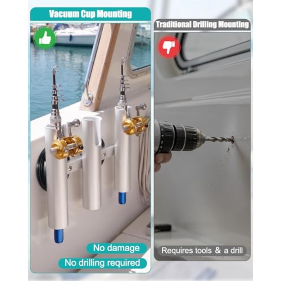 No Drill Vacuum Fishing Rod Ho - Fishing Rod Rack のレビューと価格