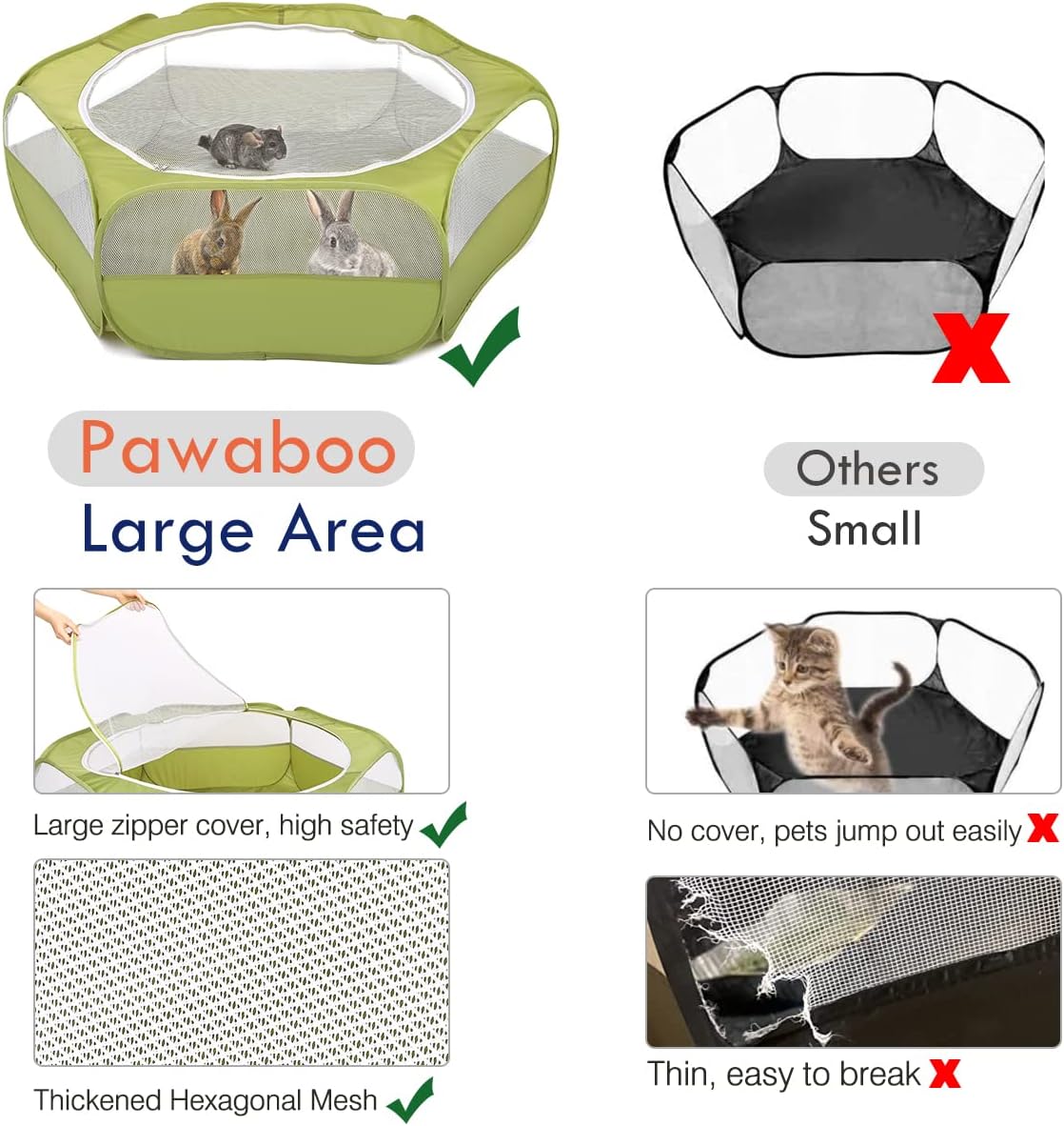 Pawaboo Small Animals Playpen  - Fishing Rod Travel のレビューと価格